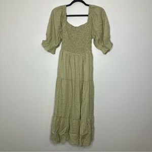 Roolee Olive Green Smocked Dress